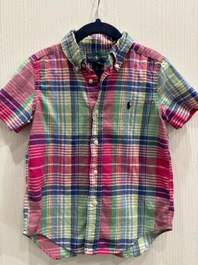 Ralph Lauren Kids Size 4T Bright Multicolor Plaid Button-Down Shirt